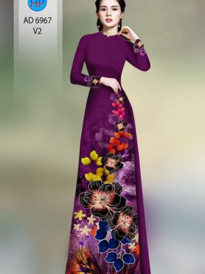 Vải áo dài hoa in 3D kiểu mới AD 6967 33 vai ao dai hoa in 3d shop my my gia re da dang 549123