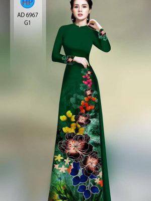 Vải áo dài hoa in 3D kiểu mới AD 6967 25 vai ao dai hoa in 3d shop my my gia re doc dao 14492