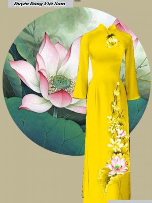 vai ao dai hoa sen long lanh 1602233