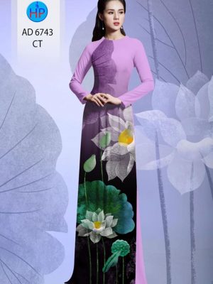 Vải áo dài hoa sen thiết kế 2020 AD 6743 27 vai ao dai hoa sen vua ra 849249