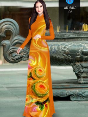 Vải áo dài hoa in 3D mới ra AD 6860 27 vai ao dai hoa van cuc dep 20691