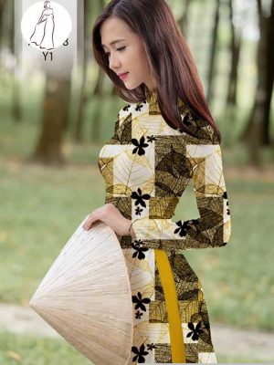 Vải áo dài hình lá thiết kế 2020 AD H10513 32 vai ao dai hoa van deu 13