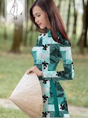 Vải áo dài hình lá thiết kế 2020 AD H10513 33 vai ao dai hoa van deu 14