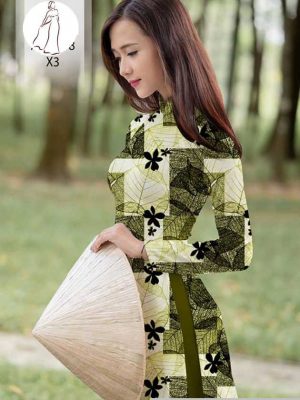 Vải áo dài hình lá thiết kế 2020 AD H10513 21 vai ao dai hoa van deu 2