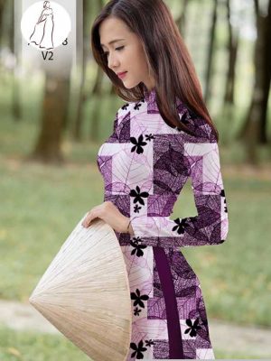 Vải áo dài hình lá thiết kế 2020 AD H10513 22 vai ao dai hoa van deu 3
