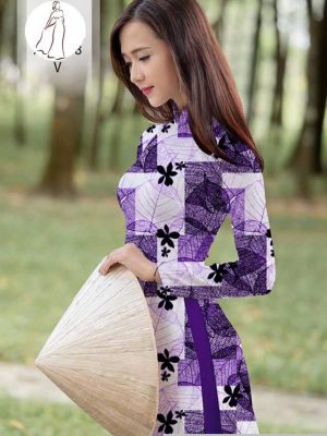 Vải áo dài hình lá thiết kế 2020 AD H10513 28 vai ao dai hoa van deu 9
