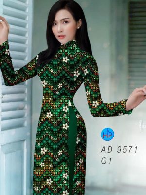Vải áo dài hoa văn đều kiểu mới AD 9571 32 vai ao dai hoa van deu dam tham 73598