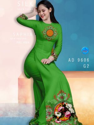 Vải áo dài hoa in 3D kiểu mới AD 9606 27 vai ao dai hoa van rat re doc dao 4561