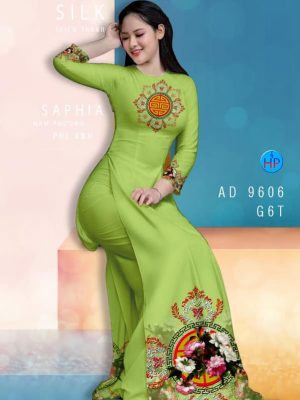 Vải áo dài hoa in 3D kiểu mới AD 9606 23 vai ao dai hoa van re cuc dep 756171