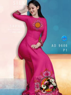 Vải áo dài hoa in 3D kiểu mới AD 9606 36 vai ao dai hoa van re phong cach 45651