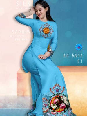 Vải áo dài hoa in 3D kiểu mới AD 9606 25 vai ao dai hoa van ton dang ngoc phong cach 1856222