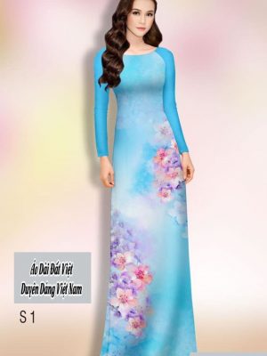 Vải áo dài hoa in 3D kiểu mới AD H14422 37 vao ao dai hoa doc than chat luong 268209