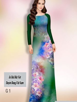 Vải áo dài hoa in 3D kiểu mới AD H14422 24 vao ao dai hoa doc than chat luong 46866