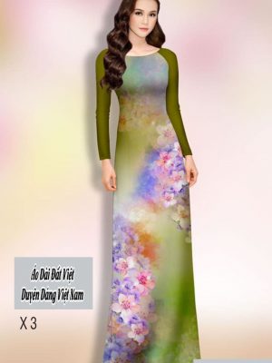 Vải áo dài hoa in 3D kiểu mới AD H14422 33 vao ao dai hoa doc than dam tham 068111