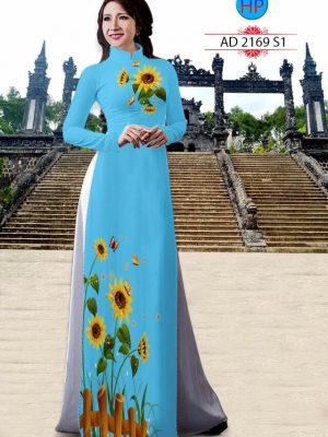 Vải áo dài hình hoa hướng dương kiểu mới AD 2169 12 vải áo dài hình hoa hướng dương đẹp nhất 57