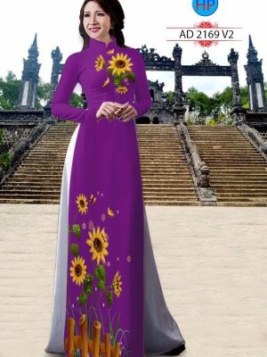 Vải áo dài hình hoa hướng dương kiểu mới AD 2169 14 vải áo dài hình hoa hướng dương đẹp nhất 59