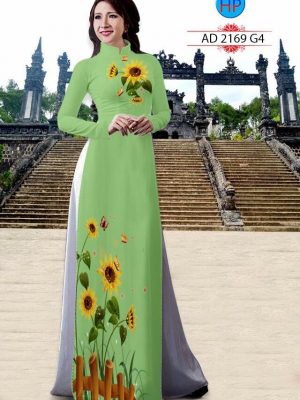 Vải áo dài hình hoa hướng dương kiểu mới AD 2169 15 vải áo dài hình hoa hướng dương đẹp nhất 60
