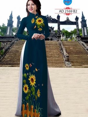 Vải áo dài hình hoa hướng dương kiểu mới AD 2169 17 vải áo dài hình hoa hướng dương đẹp nhất 62