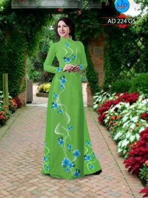 Vải áo dài hình hoa Ly kiểu mới AD 224 19 o dài hình hoa ly rất đẹp 415