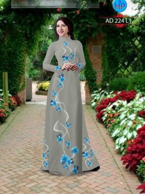 Vải áo dài hình hoa Ly kiểu mới AD 224 27 o dài hình hoa ly rất đẹp 423