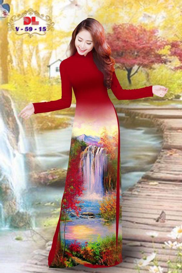 Vải Áo Dài Lụa Ngọc Mai Phong Cảnh kiểu mới AD DLV59 50 Vải Áo Dài Lụa Ngọc Mai Phong Cảnh kiểu mới AD DLV59