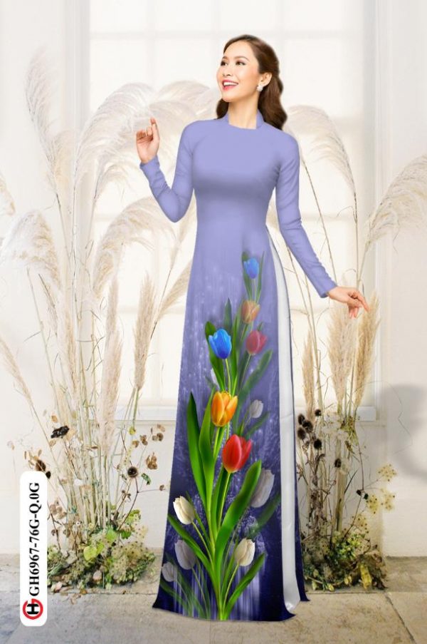 Vai ao dai hoa Tulip thiet ke 2020 AD GH6967