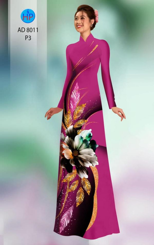 Vai ao dai hoa in 3D kieu moi AD 8011