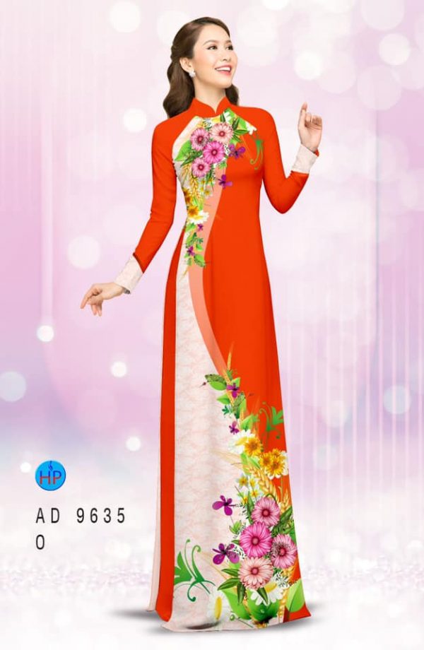 Vai ao dai hoa in 3D thiet ke 2020 AD