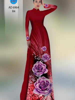 Vải áo dài hoa hồng kiểu mới AD 6964 23 vai ao dai hoa hong dang ngoc dam tham 2084224