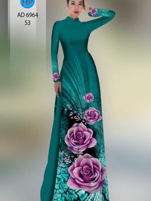 Vải áo dài hoa hồng kiểu mới AD 6964 21 vai ao dai hoa hong duyen dang vua ra 38418