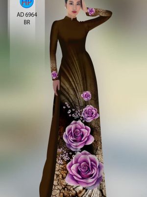 Vải áo dài hoa hồng kiểu mới AD 6964 26 vai ao dai hoa hong rat duyen mau moi 984214