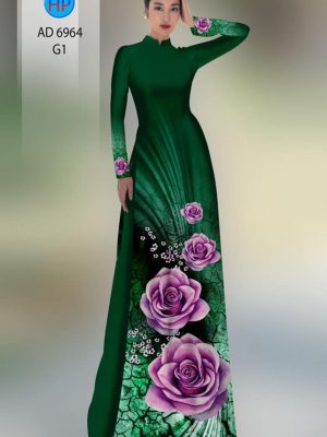 Vải áo dài hoa hồng kiểu mới AD 6964 25 vai ao dai hoa hong truyen thong dam tham 484140