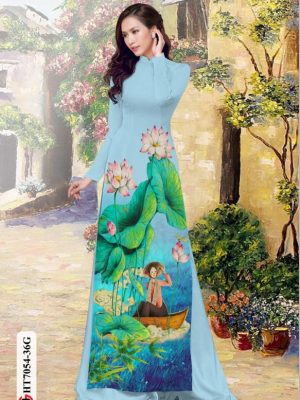 Vải áo dài hoa sen và cô gái mới ra AD HT7054 19 1596515726 423 Vai ao dai hoa sen va co gai moi ra