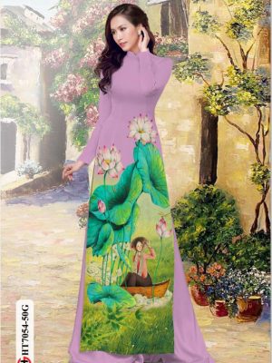 Vải áo dài hoa sen và cô gái mới ra AD HT7054 21 1596515727 417 Vai ao dai hoa sen va co gai moi ra