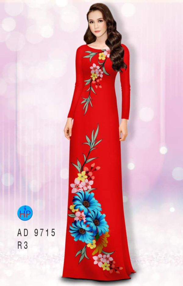 Vải áo dài hoa in 3D thiết kế 2020 AD 9715