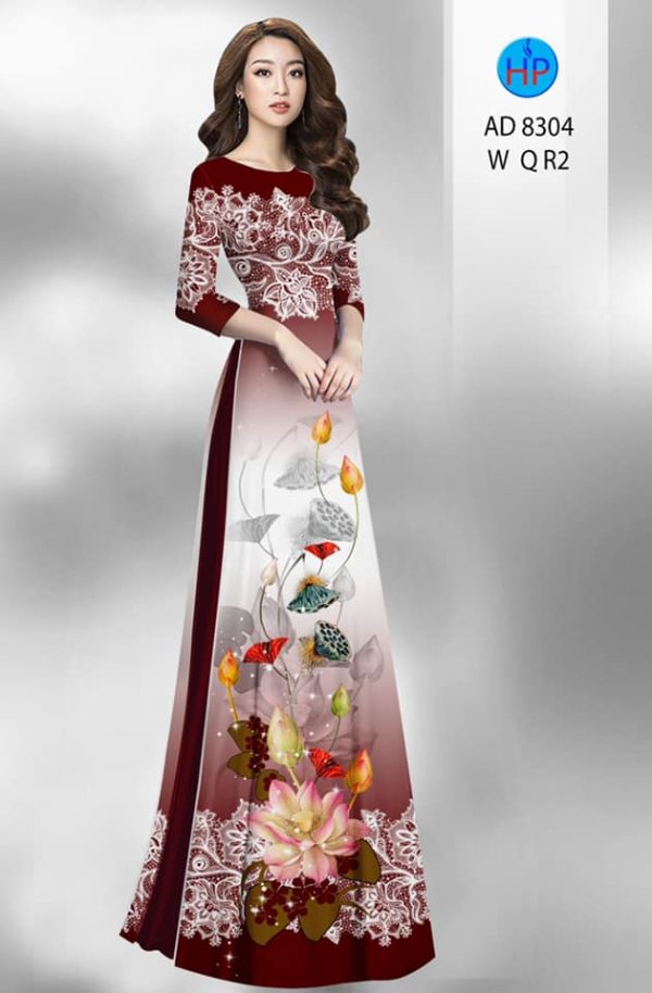 Vai ao dai hoa sen kieu moi AD 9304