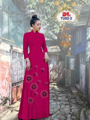 Vải Áo Dài Lụa Ngọc Mai Hoa Bồ Công Anh kiểu mới AD TU02 10 1602040089 10 Vai Ao Dai Lua Ngoc Mai Hoa Bo Cong Anh