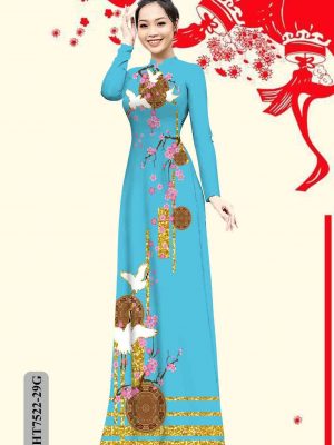 Vải áo dài hoa đào thiết kế 2020 AD HT7522 17 Vai ao dai hoa dao thiet ke 2020 AD HT7522