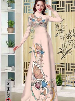 Vải áo dài hoa in 3D kiểu mới AD KC7508 17 Vai ao dai hoa in 3D kieu moi AD KC7508