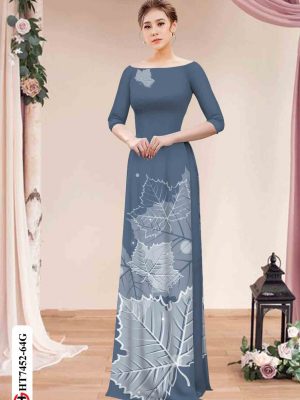 Vải áo dài in hình lá mới ra AD HT7452 20 vai ao dai hinh la truyen thong duoc tim nhieu 1724280