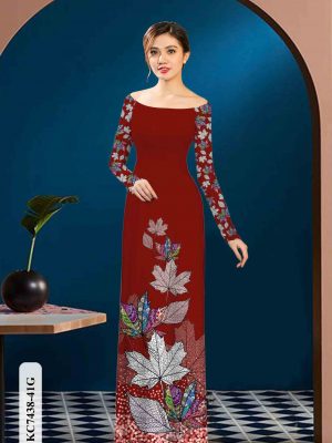 Vải áo dài in hình lá kiểu mới AD KC7438 28 vai ao dai hinh la vai ao dai my my phong cach 40945