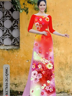 Vải Áo Dài Hoa Cúc kiểu mới AD KC7616 16 Vai Ao Dai Hoa Cuc kieu moi AD KC7616