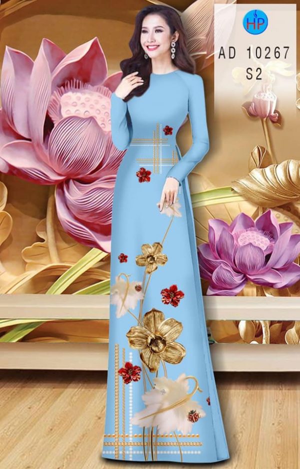 Vai Ao Dai Hoa In 3D kieu moi AD 10267