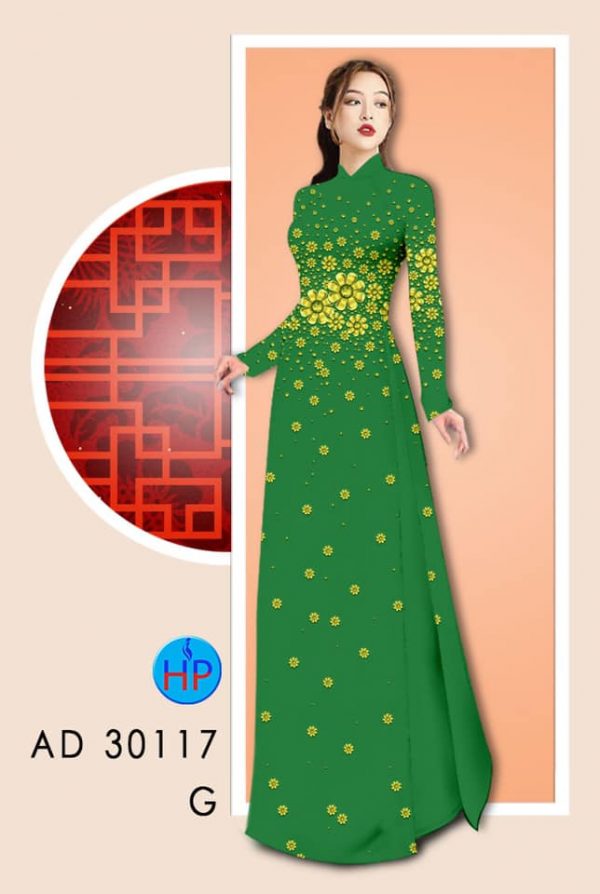 Vai Ao Dai Hoa In 3D kieu moi AD 30117