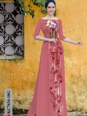 Vải Áo Dài Hoa In 3D kiểu mới AD KC7634 16 Vai Ao Dai Hoa In 3D kieu moi AD KC7634