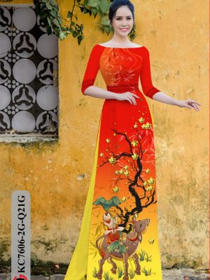 Vải Áo Dài Tranh Đông Hồ thiết kế 2020 AD KC7606 16 Vai Ao Dai Tranh Dong Ho thiet ke 2020 AD