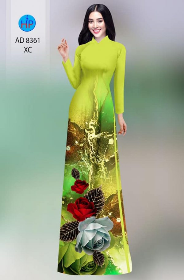 Vai ao dai hoa hong kieu moi AD 8361