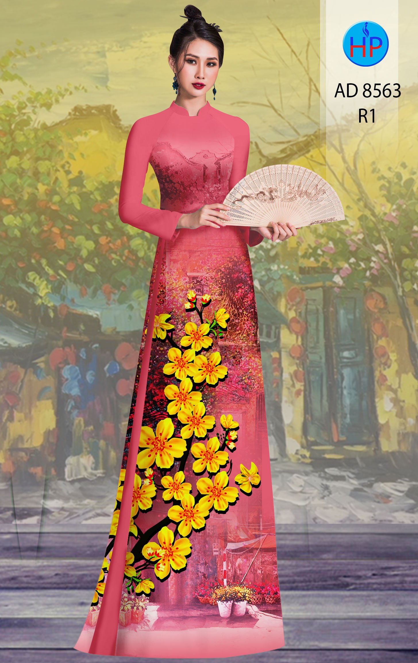 Vải Áo Dài Hoa Mai kiểu mới AD 8563 45 Vải Áo Dài Hoa Mai kiểu mới AD 8563