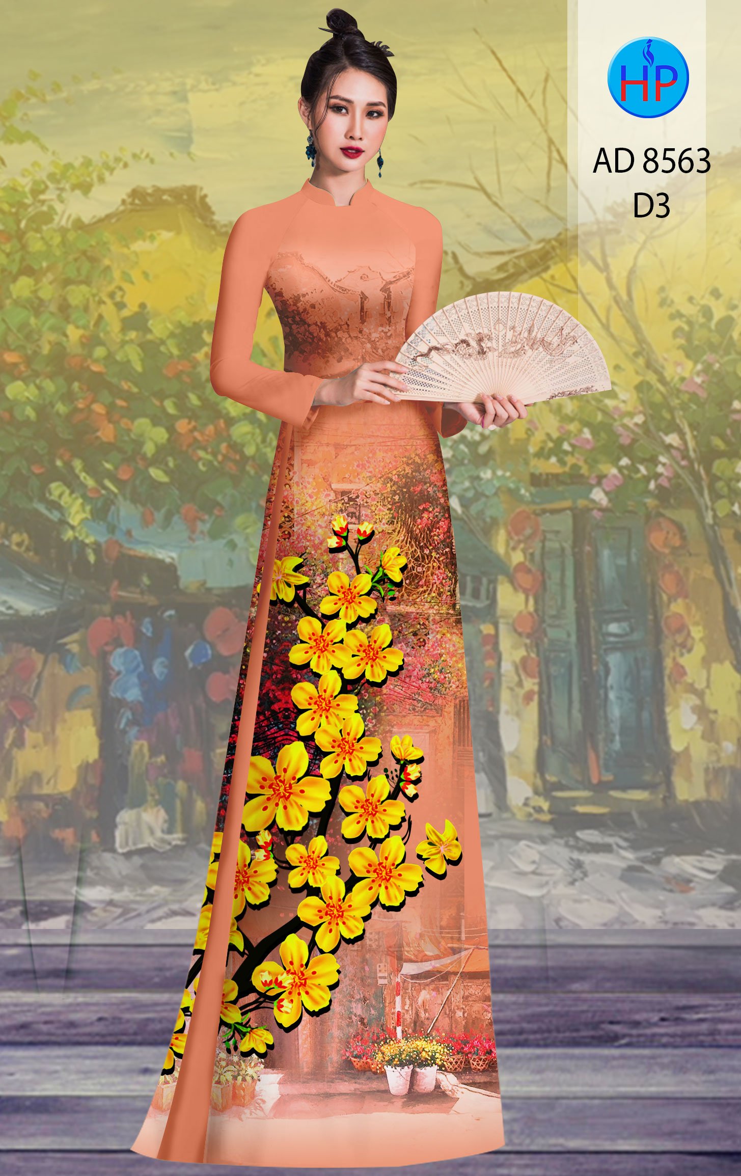 Vải Áo Dài Hoa Mai kiểu mới AD 8563 47 Vải Áo Dài Hoa Mai kiểu mới AD 8563
