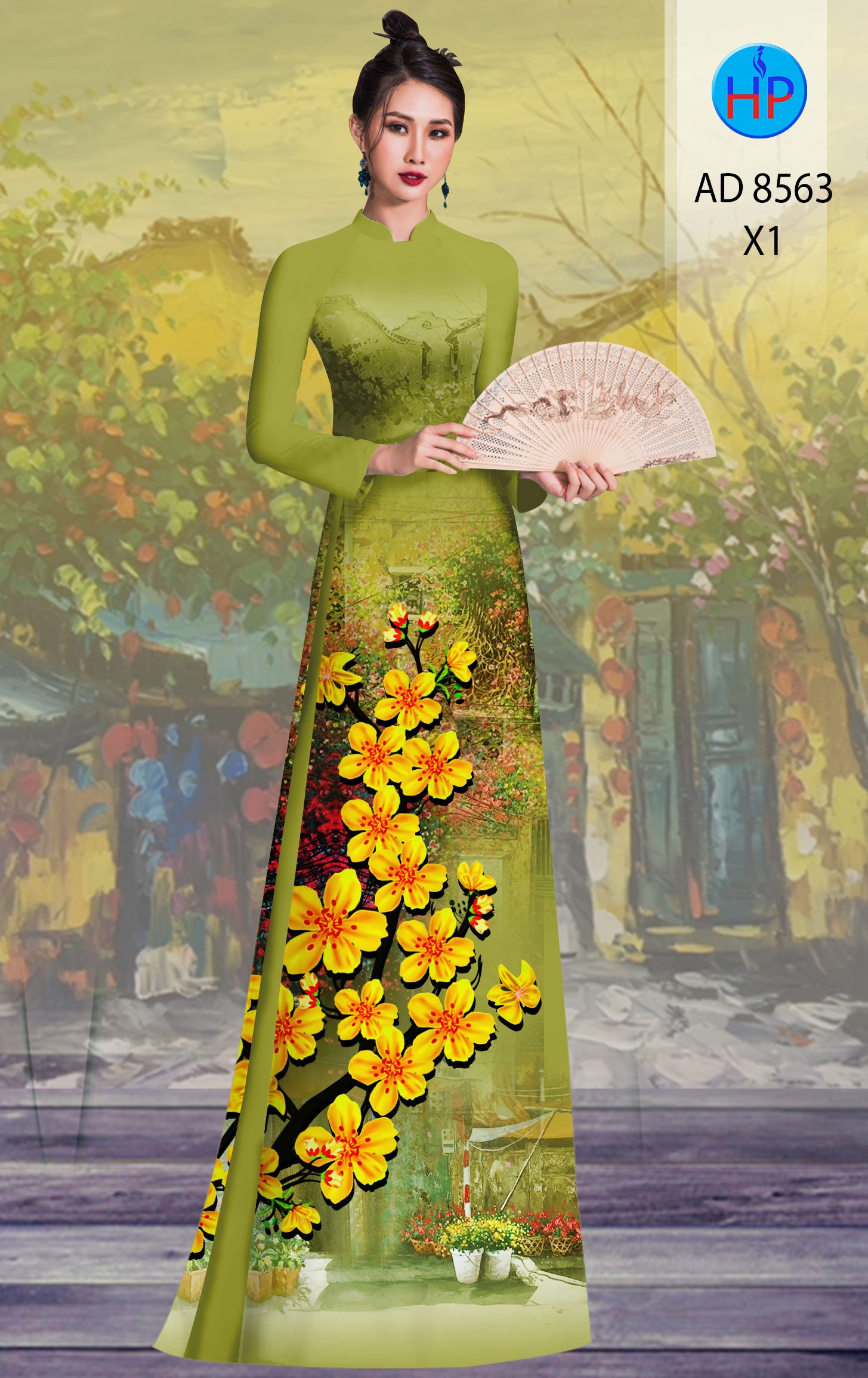 Vải Áo Dài Hoa Mai kiểu mới AD 8563 48 Vải Áo Dài Hoa Mai kiểu mới AD 8563